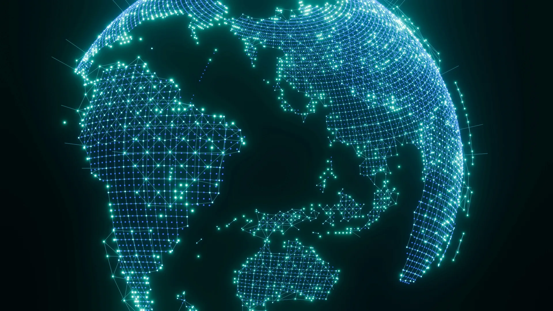 Glowing digital globe with interconnected network nodes representing global cybersecurity and information security infrast