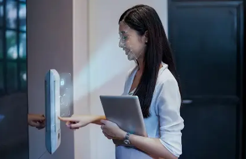 Facial recognition technology used for secure identity verification and access control.